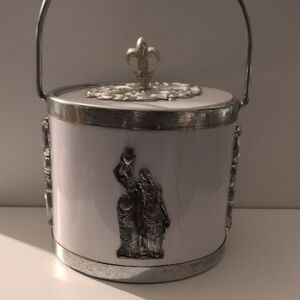 Elegant White and Silver Ice Bucket